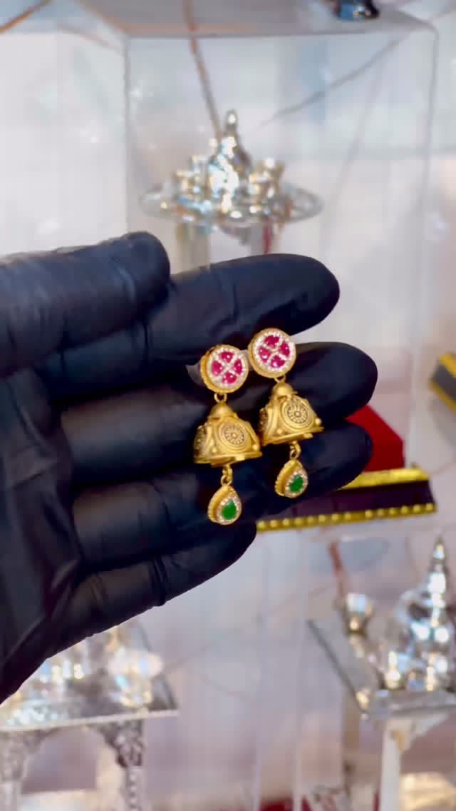Ruby Emerald Jhumka Earrings