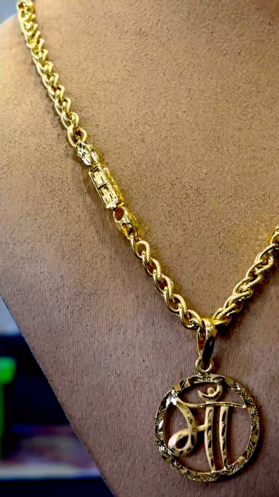 Gold Rope Chain with Pendant
